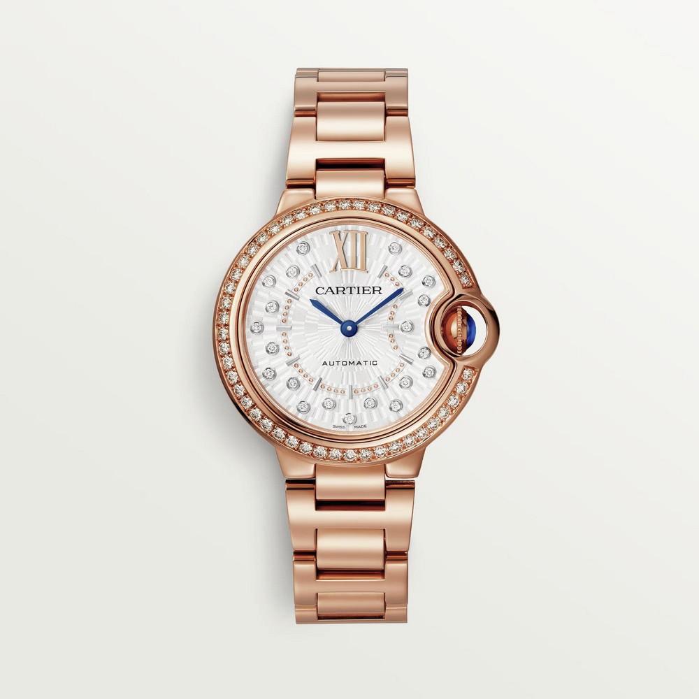 Đồng Hồ Cartier Ballon Bleu De Cartier Watch 36mm Nữ Vàng Hồng Xám